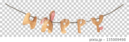 Watercolor Easter Garland Illustration Watercolor Easter Garland Illustration 135009498