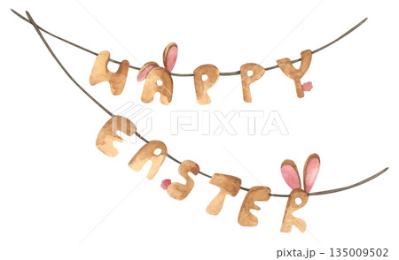 Watercolor Easter Garland Illustration Watercolor Easter Garland Illustration 135009502