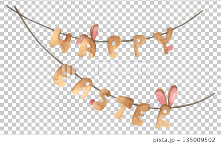 Watercolor Easter Garland Illustration Watercolor Easter Garland Illustration 135009502