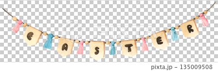 Watercolor Easter Garland Illustration 135009508