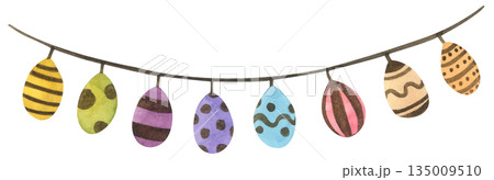 Watercolor Easter Garland Illustration Watercolor Easter Garland Illustration 135009510
