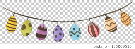 Watercolor Easter Garland Illustration Watercolor Easter Garland Illustration 135009510