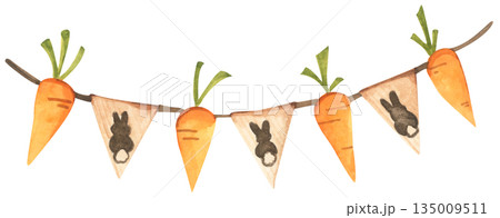 Watercolor Easter Garland Illustration 135009511