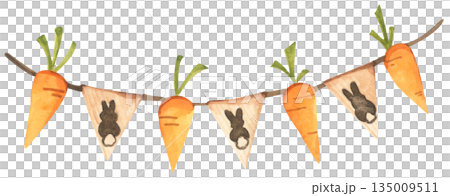 Watercolor Easter Garland Illustration 135009511