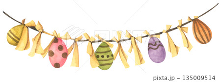 Watercolor Easter Garland Illustration 135009514