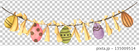 Watercolor Easter Garland Illustration 135009514