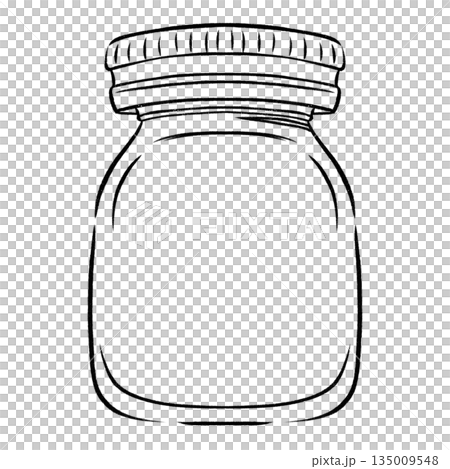 Empty glass jar with cap isolated cartoon outline illustration 135009548