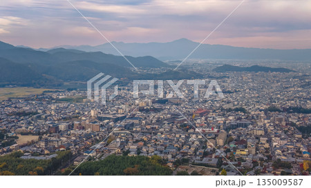 Nov 24 2025 Saga Arashiyama Skyline Over Kyoto Mountains And River 135009587