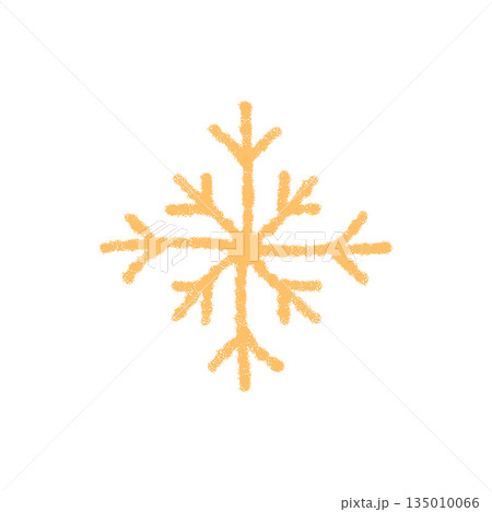 Orange snowflake icon in crayon style with winter frost detail. Ice symbol as snow flake and decoration, perfect for expressing cold chill and xmas mood in seasonal holiday design. Orange snowflake icon in crayon style with winter frost detail. Ice symbol as snow flake and decoration, perfect for expressing cold chill and xmas mood in seasonal holiday design. 135010066