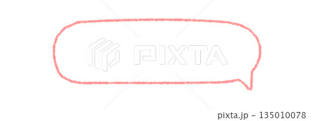 Hand drawn chalk speech balloon with an organic rectangle outline. This textbox has a playful chat and message form for communication or comment, ideal for talk and round accent in creative templates 135010078