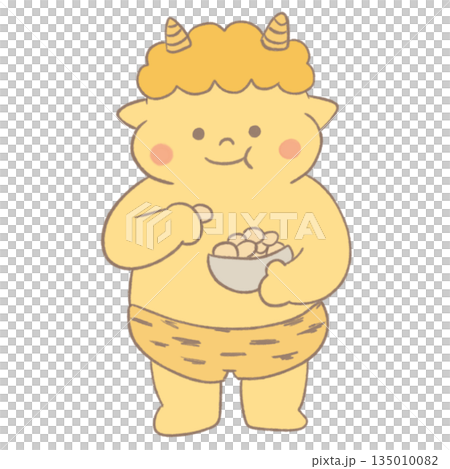 Illustration of a cute demon eating beans | Setsubun, Japanese event material Illustration of a cute demon eating beans | Setsubun, Japanese event material 135010082