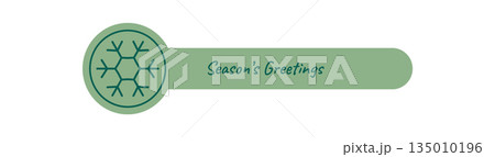 Christmas snowflake sticker with green round seal as xmas holiday decoration for box. Festive snow flake element and line ornament for holiday box seal, cheerful green sticker and round label. Christmas snowflake sticker with green round seal as xmas holiday decoration for box. Festive snow flake element and line ornament for holiday box seal, cheerful green sticker and round label. 135010196