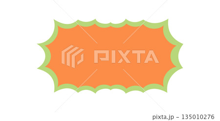Groovy retro rectangle frame with funky scallop border in a wavy style and vintage y2k graphic. This colorful background element has a playful design and creative edge for stylish projects. Groovy retro rectangle frame with funky scallop border in a wavy style and vintage y2k graphic. This colorful background element has a playful design and creative edge for stylish projects. 135010276