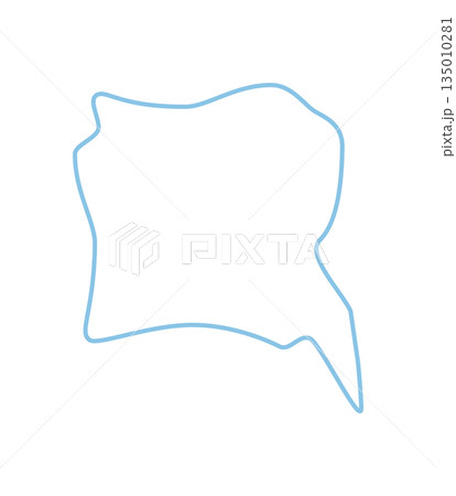 Blue wavy outlined speech bubble with a hand drawn outline. Chat icon with message textbox and unique circle shape for modern communication or dialogue, perfect as an abstract bubble element. 135010281