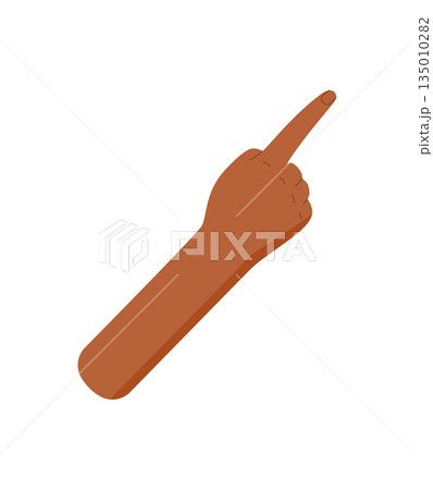 Flat black hand with bare finger showing the number one sticker. Isolated human hand pose for counting and gesture signal. Minimal icon style, ideal for education or design elements. 135010282