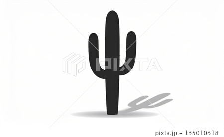 Hand drawn cactus in black art print with winter frost texture and a frozen season pattern surface 135010318