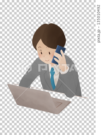 Businessman answering the phone Businessman answering the phone 135010492