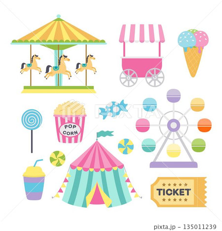 set of amusement park elements 135011239