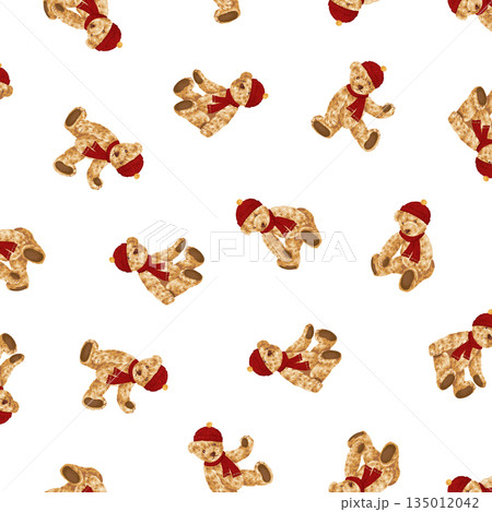 冬支度の可愛いクマの総柄 135012042