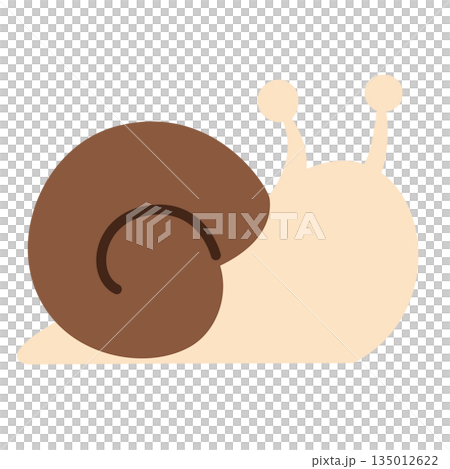 パステルカラーで描かれたシンプルなカタツムリのイラスト 135012622