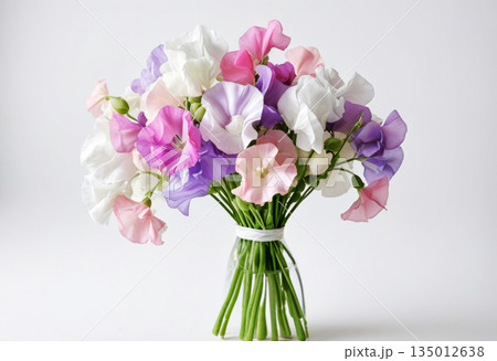 Sweet pea bouquet on white background Sweet pea bouquet on white background 135012638