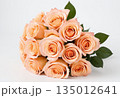 Peach rose bouquet on white background 135012641