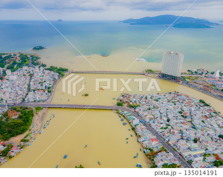 A muddy river during the rainy season. 135014191