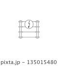 Electric fence icon with high voltage sign. Isolated vector illustration on white background. 135015480