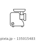 Electric meat grinder icon. Line style. Isolated vector outline illustration on white background. 135015483