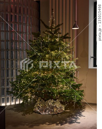 Scandinavianinspired Christmas display with tranquil ambiance and warmth Scandinavianinspired Christmas display with tranquil ambiance and warmth 135015498