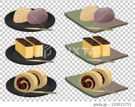 Set of Japanese sweets on a plate 1 135015751