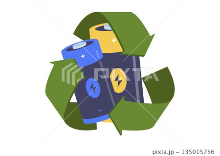 Illustration of Recycling Process of Lithium Ion Batteries for Sustainable Technology 135015756