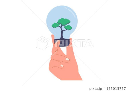 Illustration of Sustainable Energy Concept with Green Tree Growing Inside Glass Light Bulb Illustration of Sustainable Energy Concept with Green Tree Growing Inside Glass Light Bulb 135015757