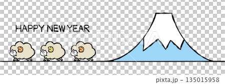 New Year's card material: Sheep and Mt. Fuji 135015958