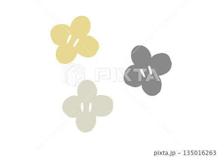 北欧風シンプルな抽象フラワーイラスト　グレー　黄色 135016263