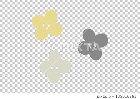 北歐風格的簡約抽象花卉插畫，以灰色和黃色為主色調 135016263