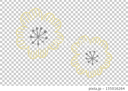 裝飾性極簡主義北歐花卉線條藝術插畫，以灰色和黃色為主色調 135016264