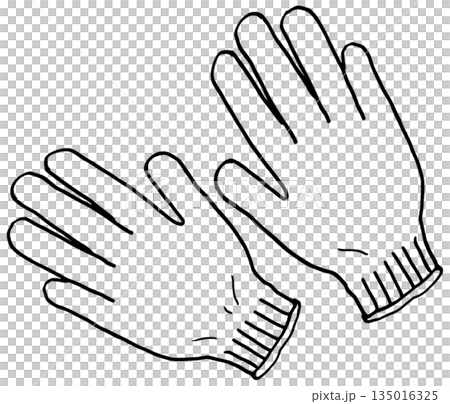 簡單的線條畫工作手套插圖 135016325