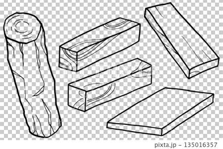 シンプルなイラスト 線画 木材 シンプルなイラスト 線画 木材 135016357