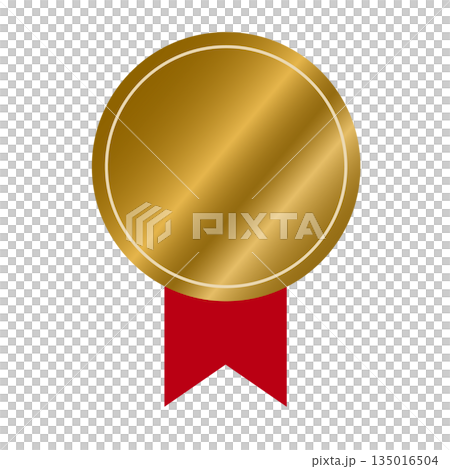 簡潔的圖示設計，包括一枚銅質獎章式徽章和一條紅色絲帶。 135016504