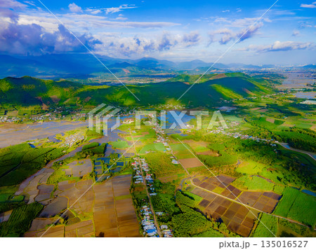 An artificial lake among the hills. 135016527