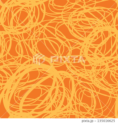 Abstract yellow and orange chaotic pasta vector seamless pattern, Curvy spaghetti ramen Italian or Chinese food design Abstract yellow and orange chaotic pasta vector seamless pattern, Curvy spaghetti ramen Italian or Chinese food design 135016625