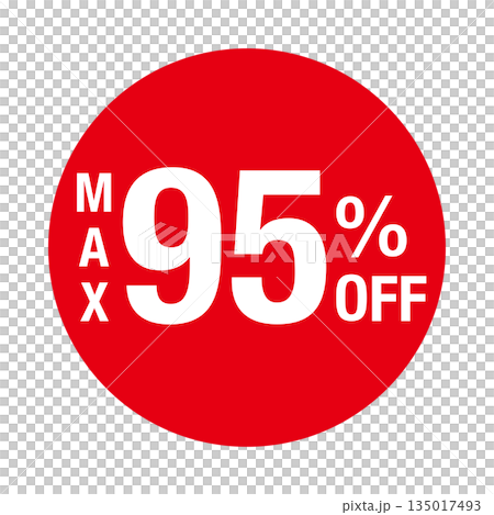 "MAX 95% OFF" logo, circular, transparent background, red "MAX 95% OFF" logo, circular, transparent background, red 135017493