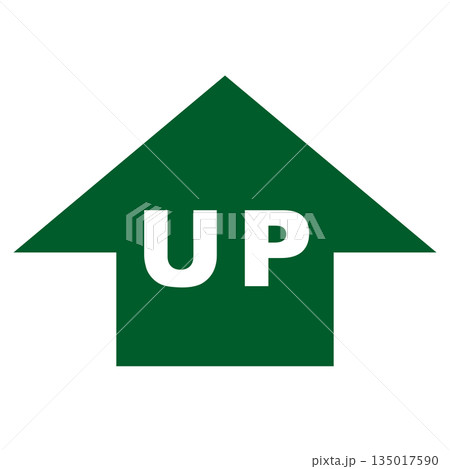 緑色の上向き矢印と「UP」文字のシンプルなアイコンデザイン 緑色の上向き矢印と「UP」文字のシンプルなアイコンデザイン 135017590