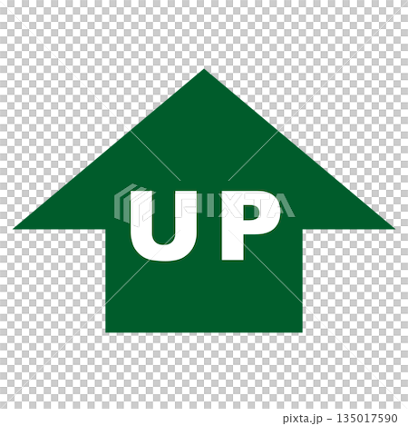緑色の上向き矢印と「UP」文字のシンプルなアイコンデザイン 緑色の上向き矢印と「UP」文字のシンプルなアイコンデザイン 135017590