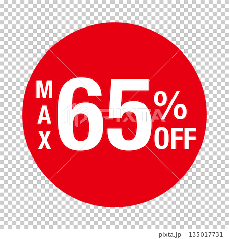 "MAX 65% OFF" logo, circular, transparent background, red "MAX 65% OFF" logo, circular, transparent background, red 135017731