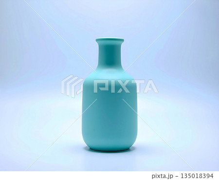 Home porcelain. Ceramic vase in green tones on a white background. Modern minimalist vase. Neutral tones. Home porcelain. Ceramic vase in green tones on a white background. Modern minimalist vase. Neutral tones. 135018394