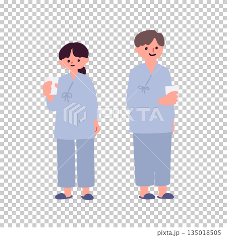 圖解:一名男子和一名女子正在接受健康檢查 圖解:一名男子和一名女子正在接受健康檢查 135018505