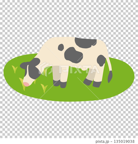 草を食べる牛のイラスト 135019038