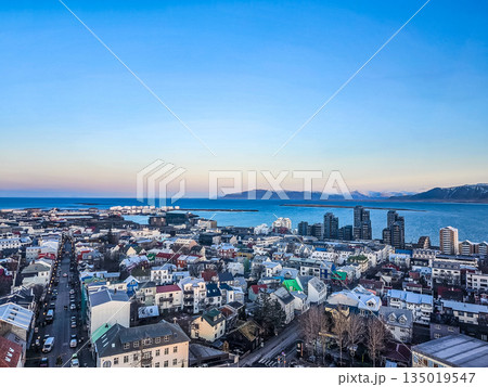Scenic Winter View of Reykjavik, Iceland 135019547